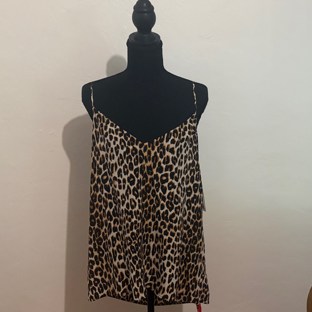 Equipment Leopard-Print Silk Camisole in Black and Tan